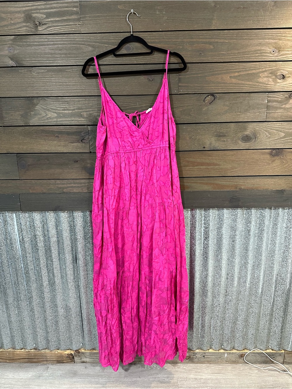 En Creme Hot Pink Spaghetti Strap Maxi Dress